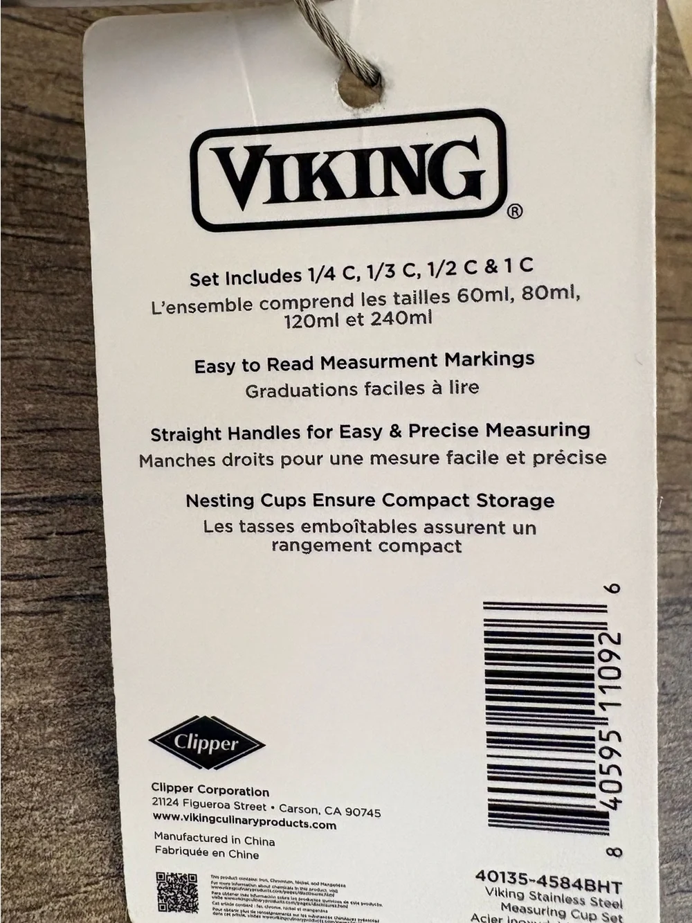 Viking Stainless Steel 4-pc Measuring Cups Set Extra Long Handles